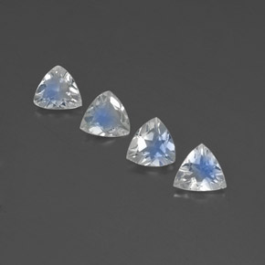 캐럿 천연 푸르스름한 화이트 레인보우 문스톤 보석, 트릴리언, 6×5.9 mm, 투명한