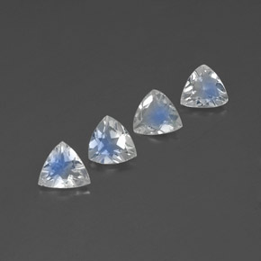 캐럿 천연 푸르스름한 화이트 레인보우 문스톤 보석, 트릴리언, 6×5.9 mm, 투명한