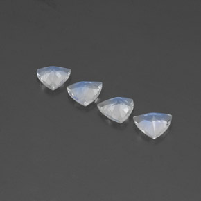 캐럿 천연 푸르스름한 화이트 레인보우 문스톤 보석, 트릴리언, 6×5.9 mm, 투명한