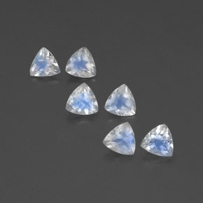 캐럿 천연 푸르스름한 화이트 레인보우 문스톤 보석, 트릴리언, 5.1×5.1 mm, 투명한