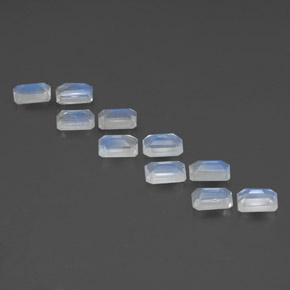 캐럿 천연 푸르스름한 화이트 레인보우 문스톤 보석, 에메랄드 컷, 6×4 mm, 투명한