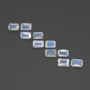 캐럿 천연 푸르스름한 화이트 레인보우 문스톤 보석, 에메랄드 컷, 6×4 mm, 투명한