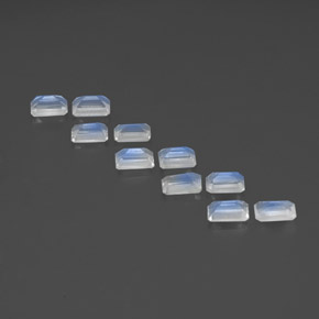 캐럿 천연 푸르스름한 화이트 레인보우 문스톤 보석, 에메랄드 컷, 6×4 mm, 투명한