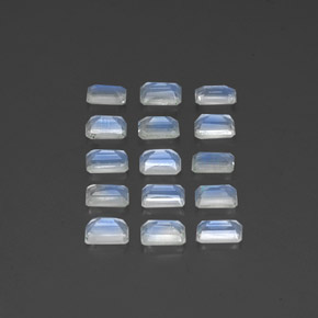 캐럿 천연 푸르스름한 화이트 레인보우 문스톤 보석, 에메랄드 컷, 5×3.2 mm, 투명한
