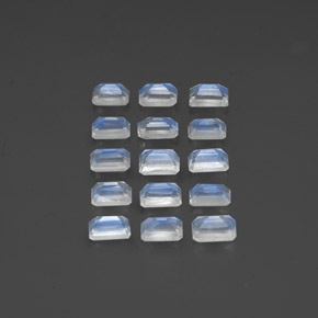 캐럿 천연 푸르스름한 화이트 레인보우 문스톤 보석, 에메랄드 컷, 5.9×4 mm, 투명한