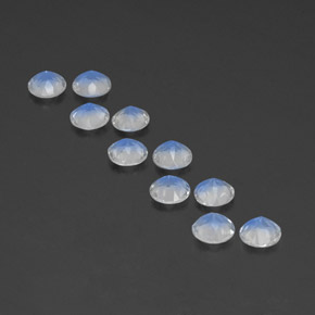 캐럿 천연 푸르스름한 화이트 레인보우 문스톤 보석, 라운드 컷, 4.93 mm, 투명한