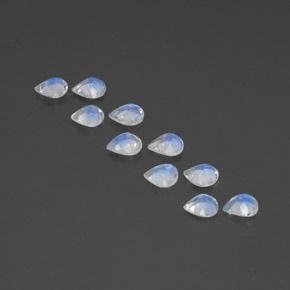2.88캐럿 천연 푸르스름한 화이트 레인보우 문스톤 보석, 배 모양, 5×4.8 mm, 투명한