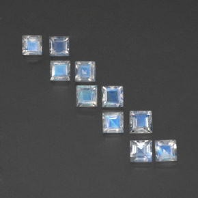 3.69캐럿 천연 화이트 블루 레인보우 문스톤 보석, 스퀘어, 4.1×4.1 mm, 투명한