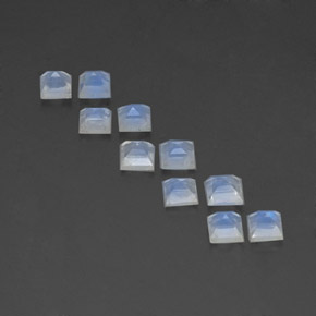 3.69캐럿 천연 화이트 블루 레인보우 문스톤 보석, 스퀘어, 4.1×4.1 mm, 투명한