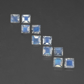 캐럿 천연 푸르스름한 화이트 레인보우 문스톤 보석, 스퀘어, 4.3×4.3 mm, 투명한