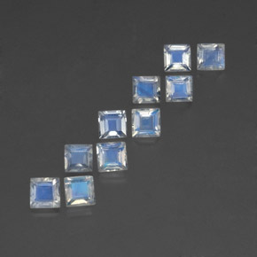 캐럿 천연 푸르스름한 화이트 레인보우 문스톤 보석, 스퀘어, 4.3×4.3 mm, 투명한