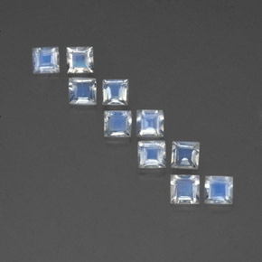 캐럿 천연 푸르스름한 화이트 레인보우 문스톤 보석, 스퀘어, 4×3.9 mm, 투명한