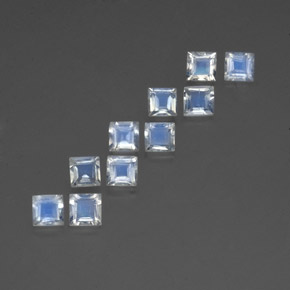 캐럿 천연 푸르스름한 화이트 레인보우 문스톤 보석, 스퀘어, 4×3.9 mm, 투명한