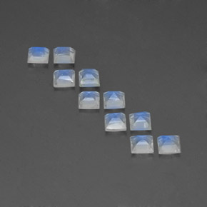 캐럿 천연 푸르스름한 화이트 레인보우 문스톤 보석, 스퀘어, 4×3.9 mm, 투명한