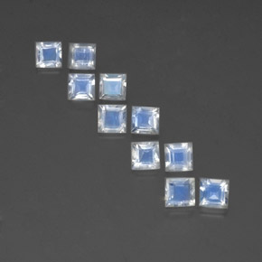 캐럿 천연 푸르스름한 화이트 레인보우 문스톤 보석, 스퀘어, 4×4 mm, 투명한