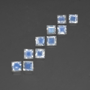 캐럿 천연 푸르스름한 화이트 레인보우 문스톤 보석, 스퀘어, 4×4 mm, 투명한