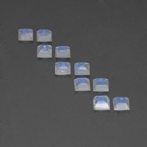캐럿 천연 푸르스름한 화이트 레인보우 문스톤 보석, 스퀘어, 4×4 mm, 투명한
