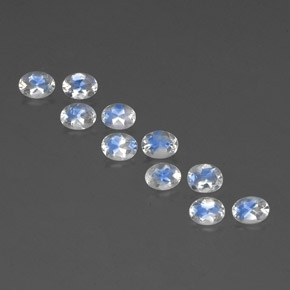 캐럿 천연 푸르스름한 화이트 레인보우 문스톤 보석, 타원형 컷, 4.2×3.2 mm, 투명한