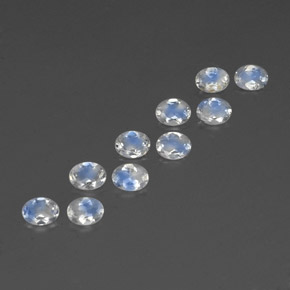 캐럿 천연 푸르스름한 화이트 레인보우 문스톤 보석, 타원형 컷, 4.1×3.1 mm, 투명한