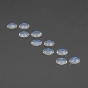 캐럿 천연 푸르스름한 화이트 레인보우 문스톤 보석, 타원형 컷, 4.1×3.1 mm, 투명한