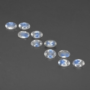 캐럿 천연 푸르스름한 화이트 레인보우 문스톤 보석, 타원형 컷, 4.2×3.2 mm, 투명한