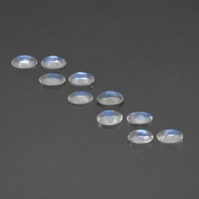 캐럿 천연 푸르스름한 화이트 레인보우 문스톤 보석, 타원형 컷, 4.2×3.2 mm, 투명한