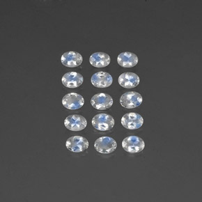 캐럿 천연 푸르스름한 화이트 레인보우 문스톤 보석, 타원형 컷, 4×3 mm, 투명한