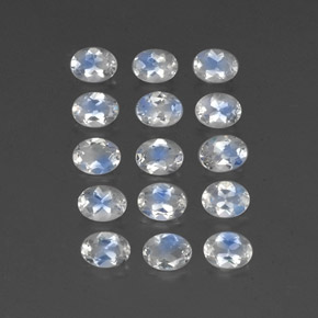 캐럿 천연 푸르스름한 화이트 레인보우 문스톤 보석, 타원형 컷, 4×3 mm, 투명한