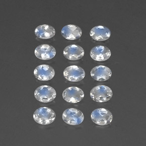 캐럿 천연 푸르스름한 화이트 레인보우 문스톤 보석, 타원형 컷, 4.1×3.1 mm, 투명한