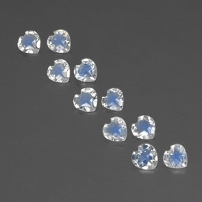 캐럿 천연 푸르스름한 화이트 레인보우 문스톤 보석, 하트 모양, 4.1×4.1 mm, 투명한