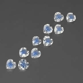 캐럿 천연 푸르스름한 화이트 레인보우 문스톤 보석, 하트 모양, 4.1×4.1 mm, 투명한