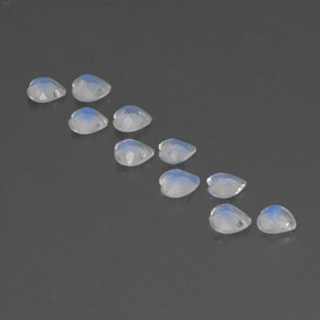 캐럿 천연 푸르스름한 화이트 레인보우 문스톤 보석, 하트 모양, 4.1×4.1 mm, 투명한