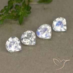1.61캐럿 천연 푸르스름한 화이트 레인보우 문스톤 보석, 배 모양, 5.1×4.9 mm, 투명한