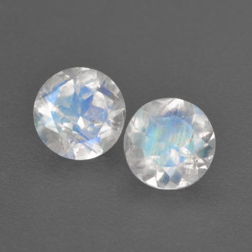 1.39캐럿 천연 푸르스름한 화이트 레인보우 문스톤 보석, 라운드 컷, 6.00 mm, 투명한