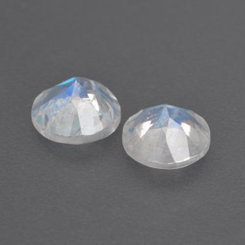 1.39캐럿 천연 푸르스름한 화이트 레인보우 문스톤 보석, 라운드 컷, 6.00 mm, 투명한
