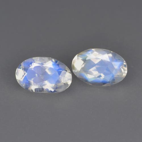 0.79캐럿 천연 푸르스름한 화이트 레인보우 문스톤 보석, 타원형 컷, 6.1×3.9 mm, 투명한