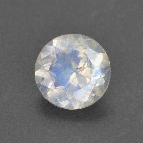 0.62캐럿 천연 푸르스름한 화이트 레인보우 문스톤, 라운드 컷, 5.94 mm, 투명한