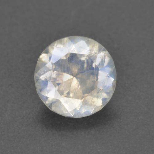 0.62캐럿 천연 푸르스름한 화이트 레인보우 문스톤, 라운드 컷, 5.94 mm, 투명한