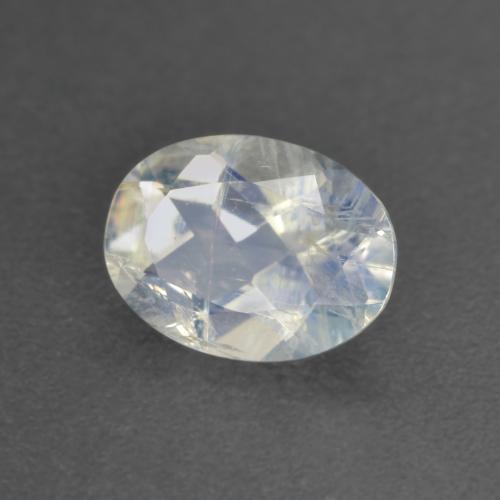 0.92캐럿 천연 푸르스름한 화이트 레인보우 문스톤, 타원형 컷, 7.7×5.8 mm, 투명한