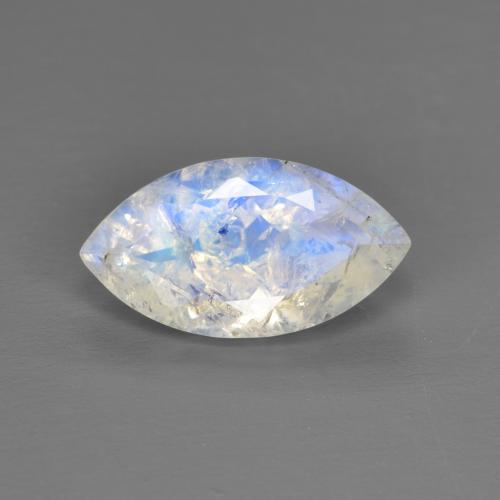 1.85캐럿 천연 푸르스름한 화이트 레인보우 문스톤, 마퀴즈, 11.7×6.3 mm, 투명한