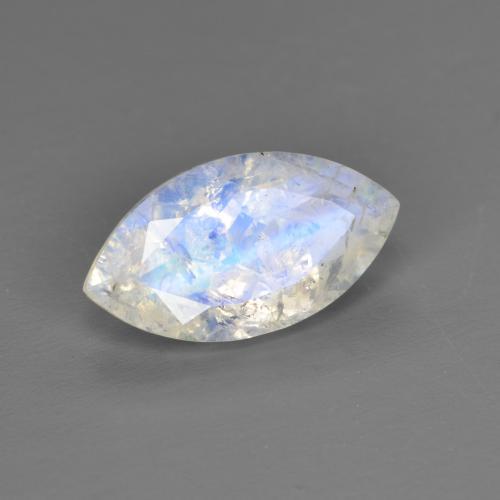 1.85캐럿 천연 푸르스름한 화이트 레인보우 문스톤, 마퀴즈, 11.7×6.3 mm, 투명한