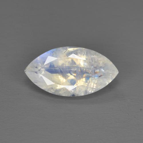 1.79캐럿 천연 푸르스름한 화이트 레인보우 문스톤, 마퀴즈, 11.9×6.3 mm, 투명한