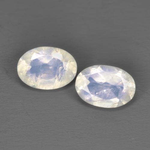 1.43캐럿 천연 푸르스름한 화이트 레인보우 문스톤 보석, 타원형 컷, 6.9×4.9 mm, 투명한