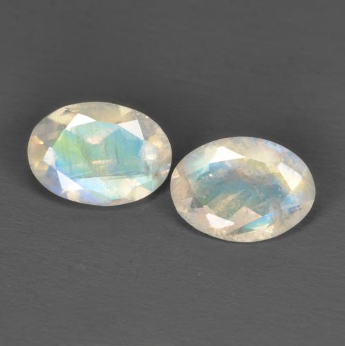 1.40캐럿 천연 차가운 백색 레인보우 문스톤 보석, 타원형 컷, 7.1×5.1 mm, 투명한