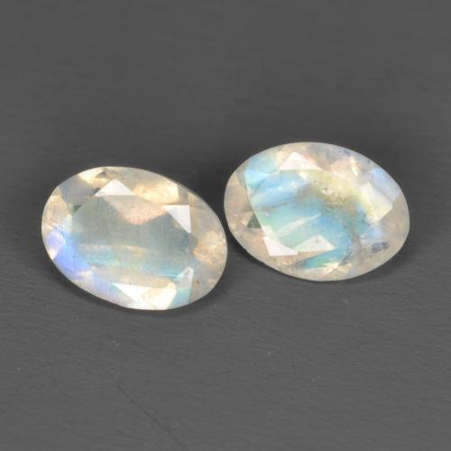 1.40캐럿 천연 차가운 백색 레인보우 문스톤 보석, 타원형 컷, 7.1×5.1 mm, 투명한