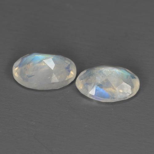 1.40캐럿 천연 차가운 백색 레인보우 문스톤 보석, 타원형 컷, 7.1×5.1 mm, 투명한