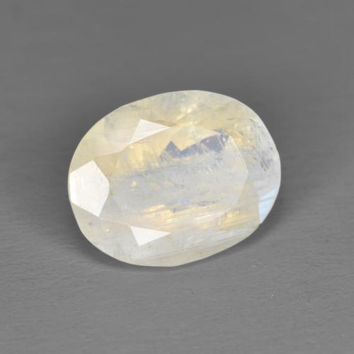 2.25캐럿 천연 푸르스름한 화이트 레인보우 문스톤, 타원형 컷, 10.1×7.9 mm, 투명한