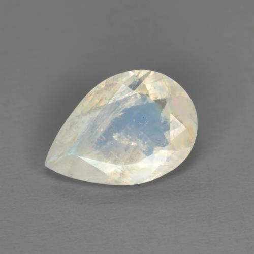 1.40캐럿 천연 푸르스름한 화이트 레인보우 문스톤, 배 모양, 9.9×6.9 mm, 투명한