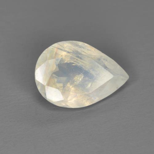 1.40캐럿 천연 푸르스름한 화이트 레인보우 문스톤, 배 모양, 9.9×6.9 mm, 투명한