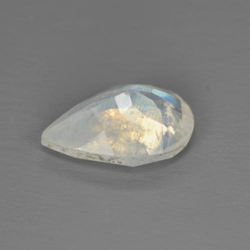 1.40캐럿 천연 푸르스름한 화이트 레인보우 문스톤, 배 모양, 9.9×6.9 mm, 투명한
